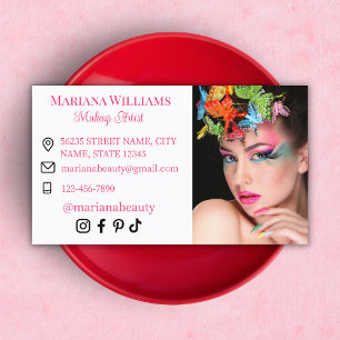 Tarjeta De Visita Artista de Maquillaje Minimalista Foto de Redes So