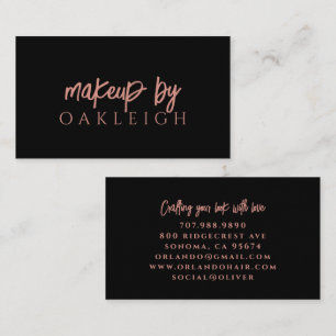 Tarjeta De Visita Artista de Maquillaje Minimalista Pincel Escritura