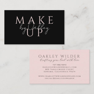 Tarjeta De Visita Artista de Maquillaje Minimalista Rosa Beige Negro