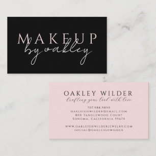 Tarjeta De Visita Artista de Maquillaje Minimalista Rosa Negro