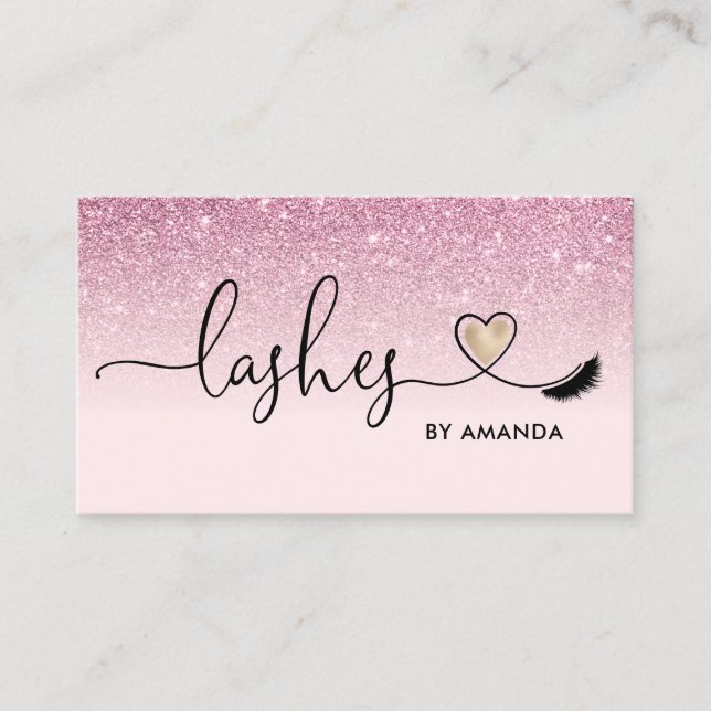 Tarjeta De Visita Artista de maquillaje mira a Purpurina rosa de Rub (Anverso)