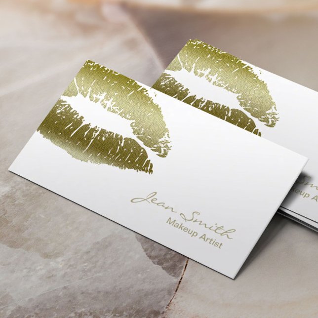 Tarjeta De Visita Artista de maquillaje Moda Beso de oro elegante (Subido por el creador)