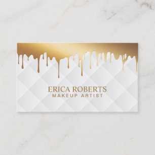 Tarjeta De Visita Artista de maquillaje Modern Gold Drin Salón de l