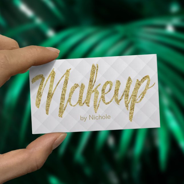 Tarjeta De Visita Artista de maquillaje Modern Gold Script Luxury (Subido por el creador)