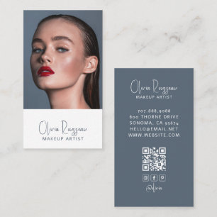 Tarjeta De Visita Artista de Maquillaje Moderno Código QR en Redes S