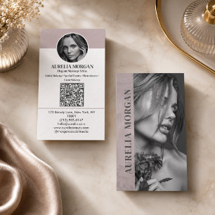Tarjeta De Visita Artista de Maquillaje Moderno Código Qr Foto Salón