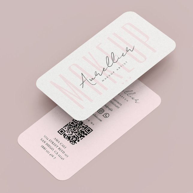 Tarjeta De Visita Artista de maquillaje moderno con azotes Nail Tech (Modern Lashes Makeup artist Nail Tech Pastel Pink Business Card
)