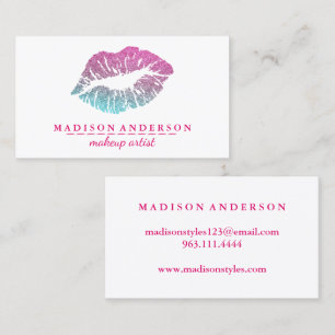 Tarjeta De Visita Artista de maquillaje moderno de los labios del