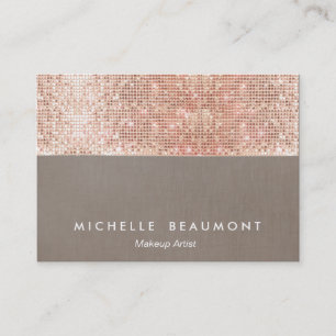 Tarjeta De Visita Artista de maquillaje moderno Faux Rosa Gold Sequi