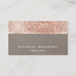 Tarjeta De Visita Artista de maquillaje moderno Faux Rosa Gold Sequi