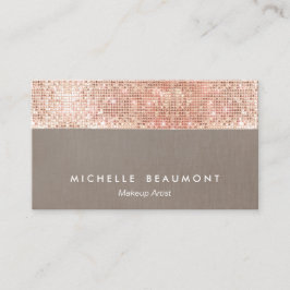 Tarjeta De Visita Artista de maquillaje moderno Faux Rosa Gold Sequi
