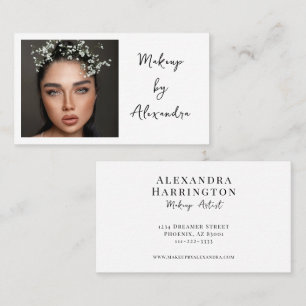 Tarjeta De Visita Artista de Maquillaje Moderno Foto Letra Elegante