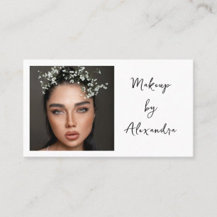 Tarjeta De Visita Artista de Maquillaje Moderno Foto Letra Elegante
