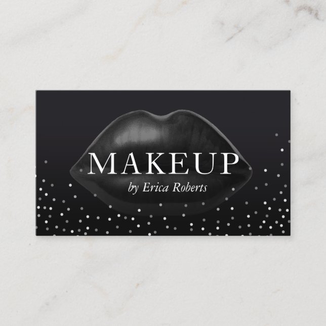Tarjeta De Visita Artista de maquillaje Moderno Labios Negros Lips C (Anverso)