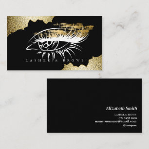 Tarjeta De Visita Artista de maquillaje moderno Negro y oro