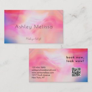 Tarjeta De Visita Artista de maquillaje moderno rosa borroso Código 