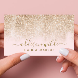 Tarjeta De Visita Artista de Maquillaje Moderno Rosa Rubor Brillo Do