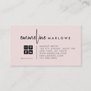 Tarjeta De Visita Artista de maquillaje moderno Rubor Pink