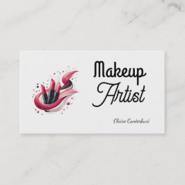 Tarjeta De Visita Artista de Maquillaje Moderno Swoosh de Labial