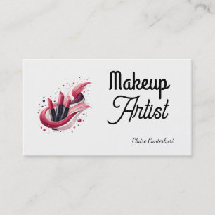 Tarjeta De Visita Artista de Maquillaje Moderno Swoosh de Labial