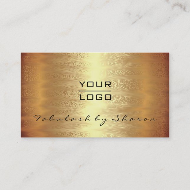 Tarjeta De Visita Artista de maquillaje Moderno Warm Gold Simply Log (Anverso)
