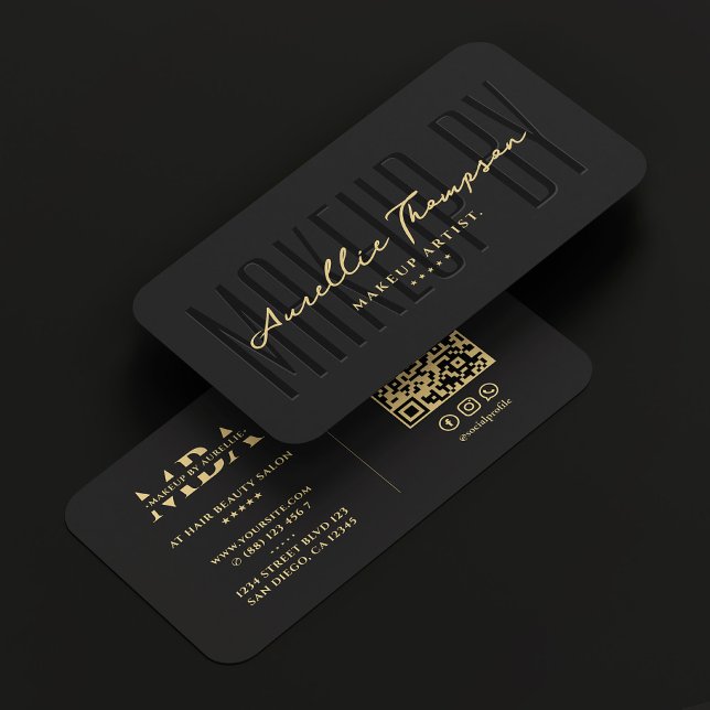 Tarjeta De Visita Artista de maquillaje Monograma Elegante Negro Mod (Makeup Artist Monogram Elegant Black Modern Business Card
)