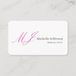 Tarjeta De Visita Artista de Maquillaje Monograma Rosa Fuente Serif
