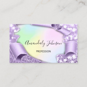 Tarjeta De Visita Artista de maquillaje morado con efecto holográfi