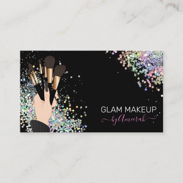 Tarjeta De Visita Artista de maquillaje, MUA, Salón de belleza Busin (Anverso)