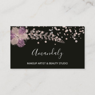 Tarjeta De Visita Artista de maquillaje Nails Belleza SPA Rosa Flora