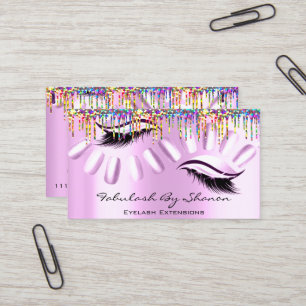 Tarjeta De Visita Artista de maquillaje Nails Eyelash Dris Rosa Real