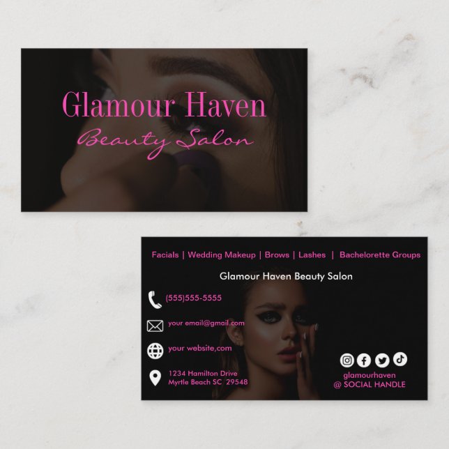 Tarjeta De Visita Artista de maquillaje negro (Anverso / Reverso)