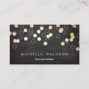 Tarjeta De Visita Artista de maquillaje negro de Confetti de oro
