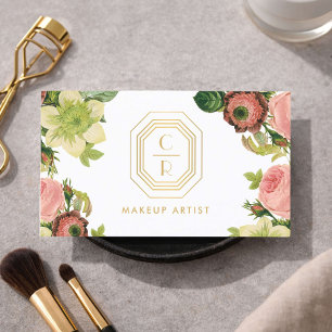 Tarjeta De Visita Artista de Maquillaje Nupcial con Monograma Art Dé