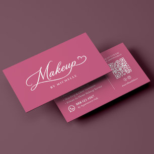 Tarjeta De Visita Artista de Maquillaje Nupcial de Lujo Letra Rosa