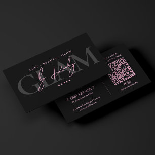 Tarjeta De Visita Artista de Maquillaje Nupcial Estético Rosa Negro