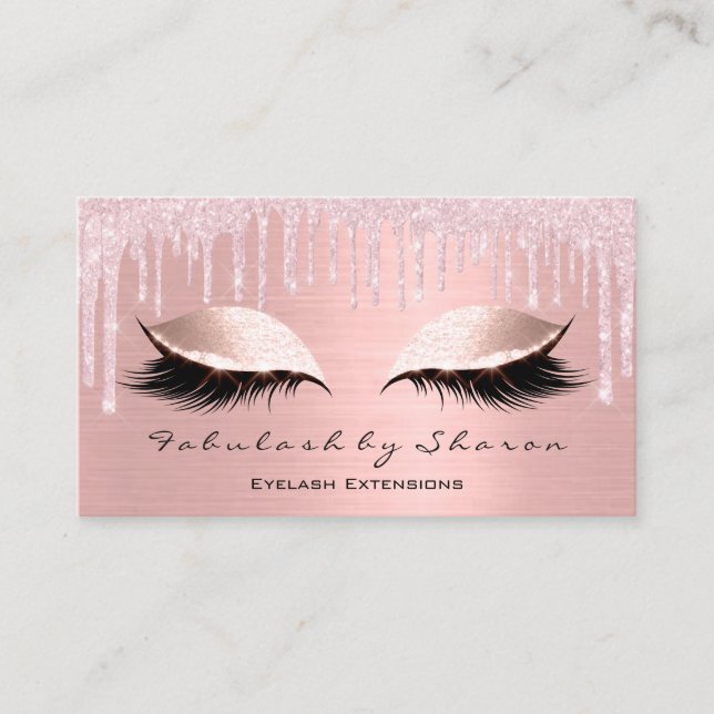 Tarjeta De Visita Artista de maquillaje Ojos azotes Purpurina Dris R (Anverso)