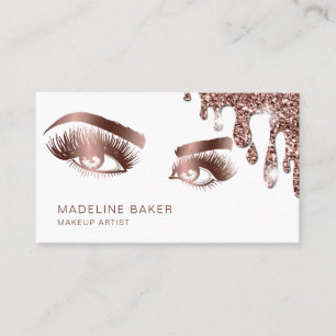 Tarjeta De Visita Artista de maquillaje Ojos de ceja azotes Rosa Oro
