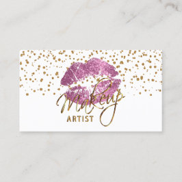 Tarjeta De Visita Artista de maquillaje Oro Confetti Dots & So Pink 