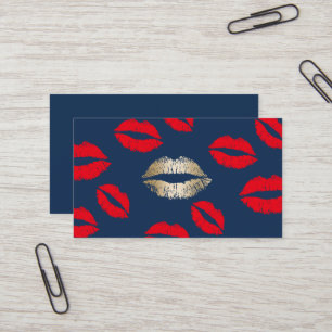 Tarjeta De Visita Artista de maquillaje Oro Lips Salón de Belleza Az