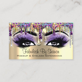 Tarjeta De Visita Artista de maquillaje Oro Púrpura Holografía Perfo