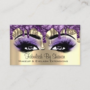 Tarjeta De Visita Artista de maquillaje Oro Púrpura Perforaciones Oj