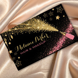 Tarjeta De Visita Artista de maquillaje Oro Rosa Elegante Purpurina 