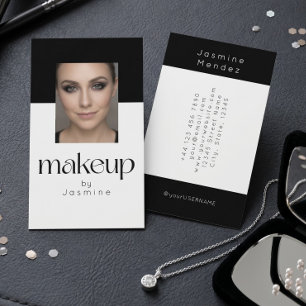 Tarjeta De Visita Artista de Maquillaje para Fotos Elegantes en Blan