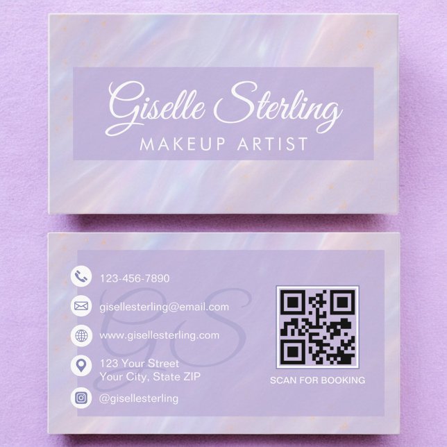 Tarjeta De Visita Artista de maquillaje Pastel irlandés opal Holográ (Subido por el creador)