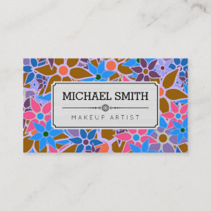 Tarjeta De Visita Artista de Maquillaje Patrón Floral Vintage Modern