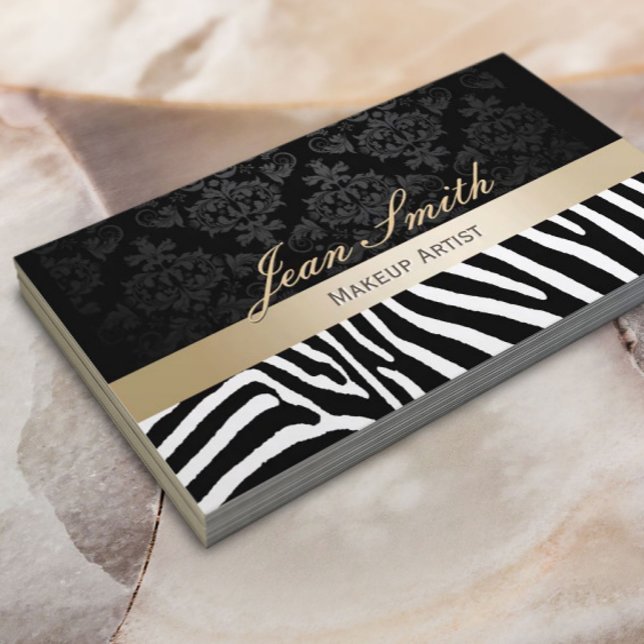 Tarjeta De Visita Artista de maquillaje Patrón Zebra Moderno Banda d (Subido por el creador)