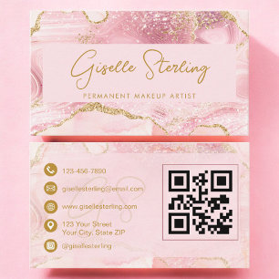Tarjeta De Visita Artista de Maquillaje Permanente Código QR Ágata R