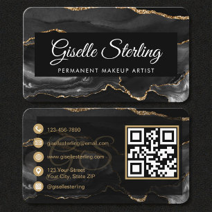 Tarjeta De Visita Artista de Maquillaje Permanente Código QR Negro O