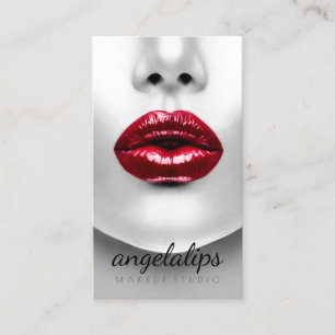 Tarjeta De Visita Artista de Maquillaje Permanente de Labios Rojos N